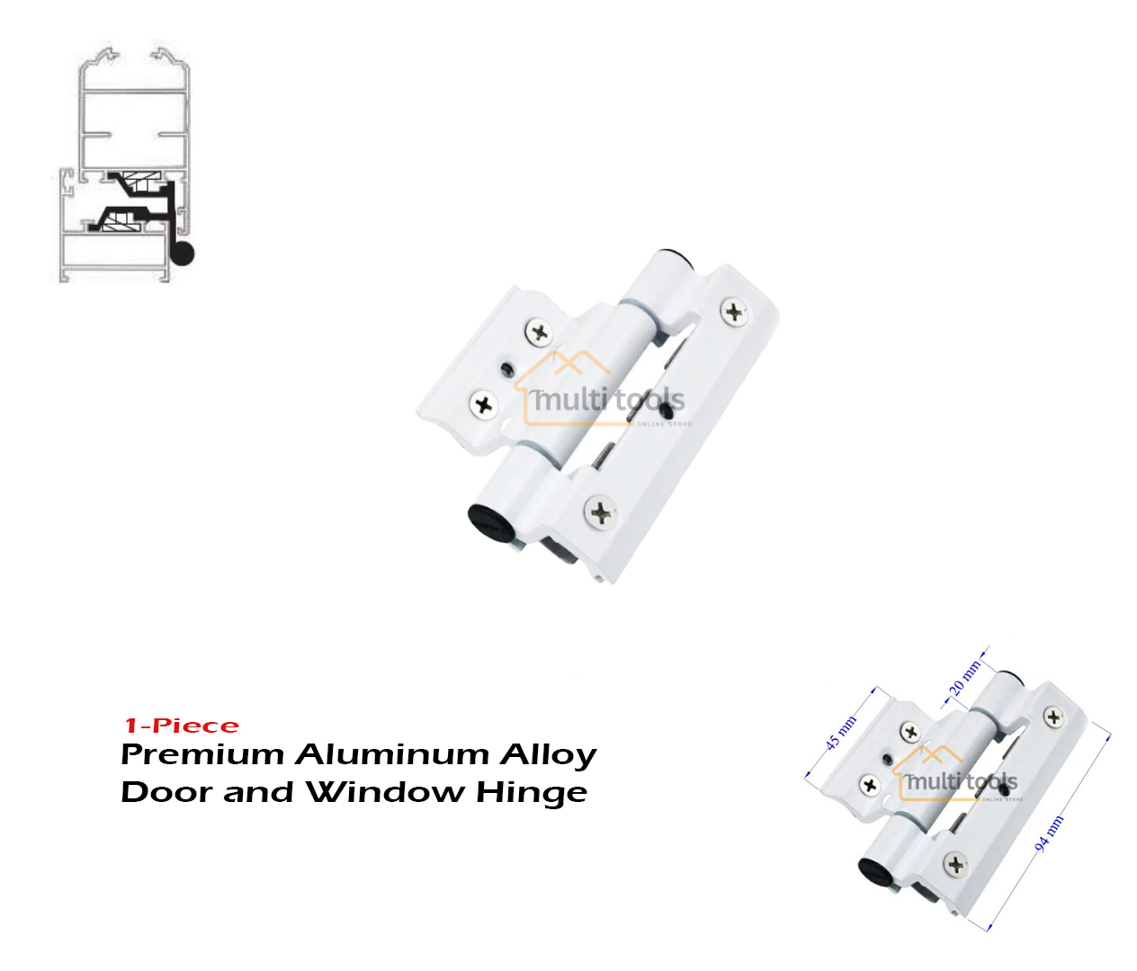 1-Pcs Premium Aluminum Alloy Door And Window Hinge.